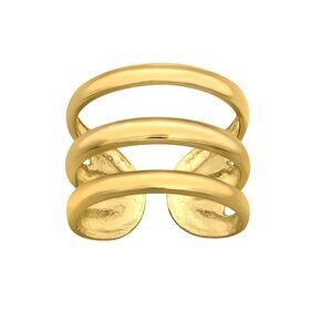 14K Gold Vermeil Triple Band Wide Ear Cuff